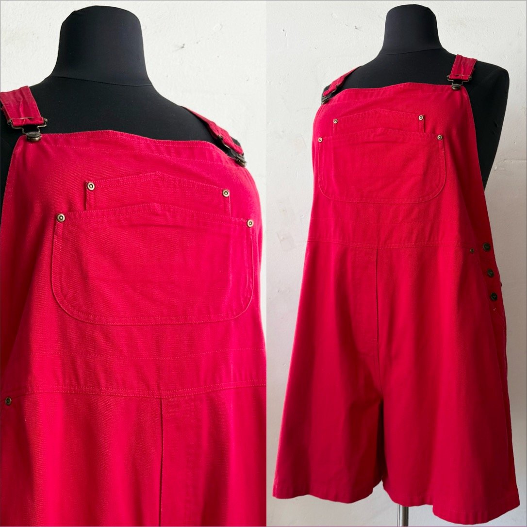 1990’s Red Denim Overalls • 3X