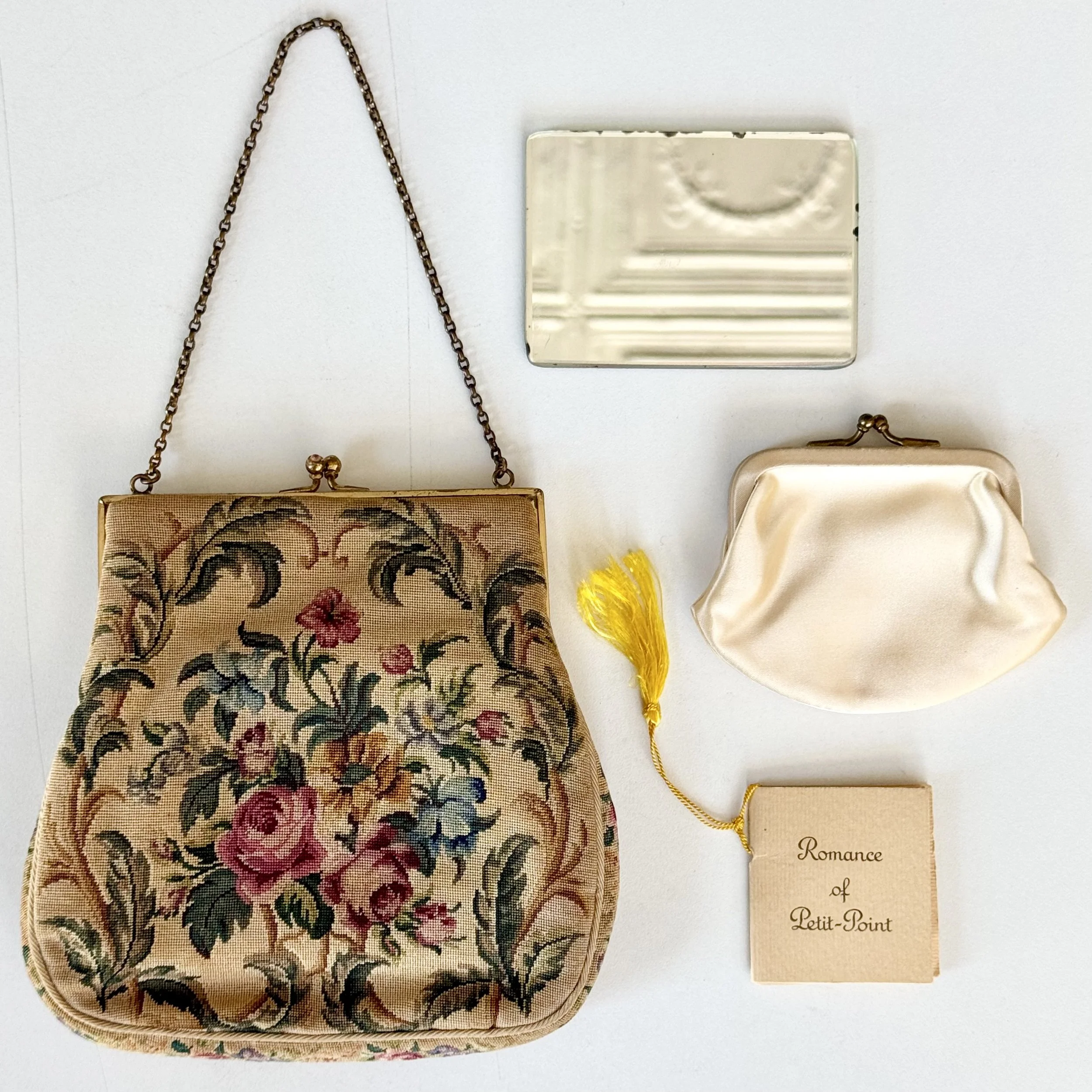 1950’s Petit-Point Purse, Coin Purse & Mirror