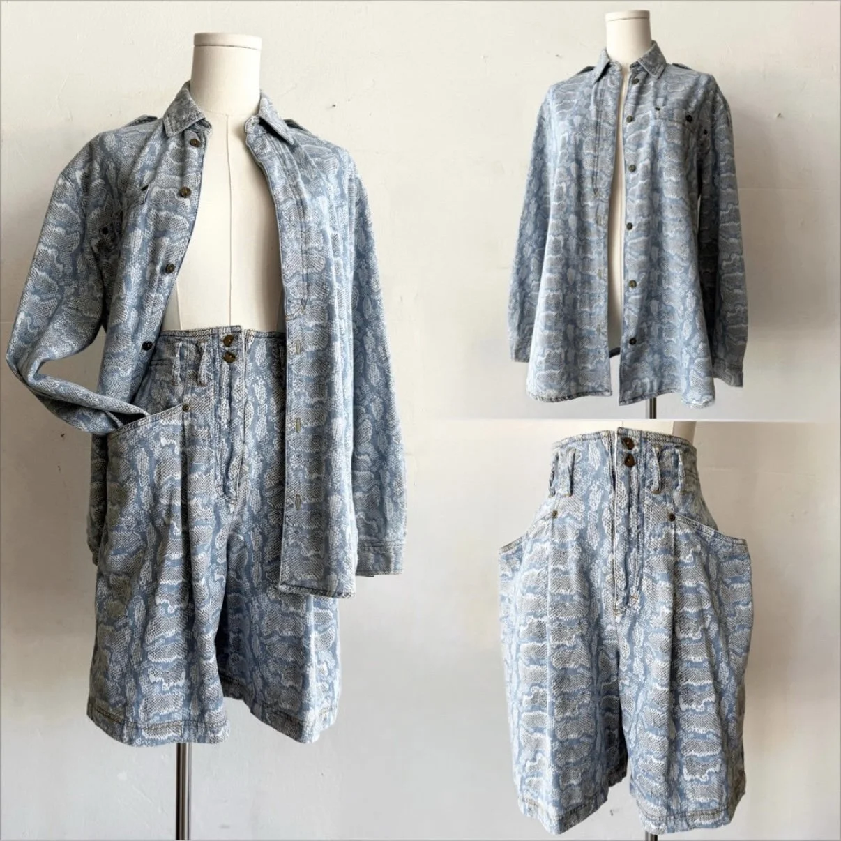 1990’s Snakeskin Print Short & Button Down Set • XS