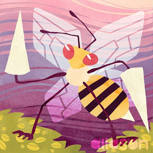 Another contribution to the Kanto exhibition! ⨠Beedrill #015 #kantoattheguild #illustration #artistsoninstagram #artistsofinstagram #indieartist #watercolor #digitalart #pokemon