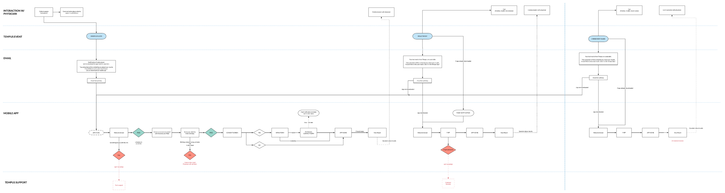 Early flow diagram for the app experience