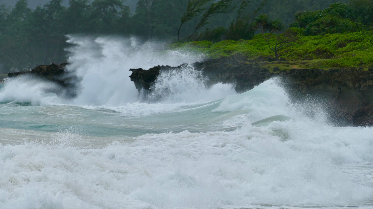 Waves pounding at Pounder's Beach