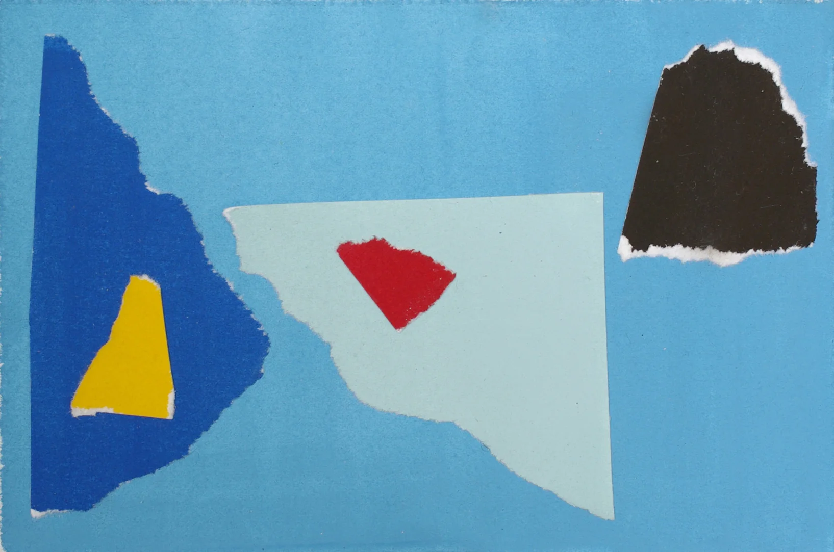 Two then Three, gouache and collage on paper, 4"x6"