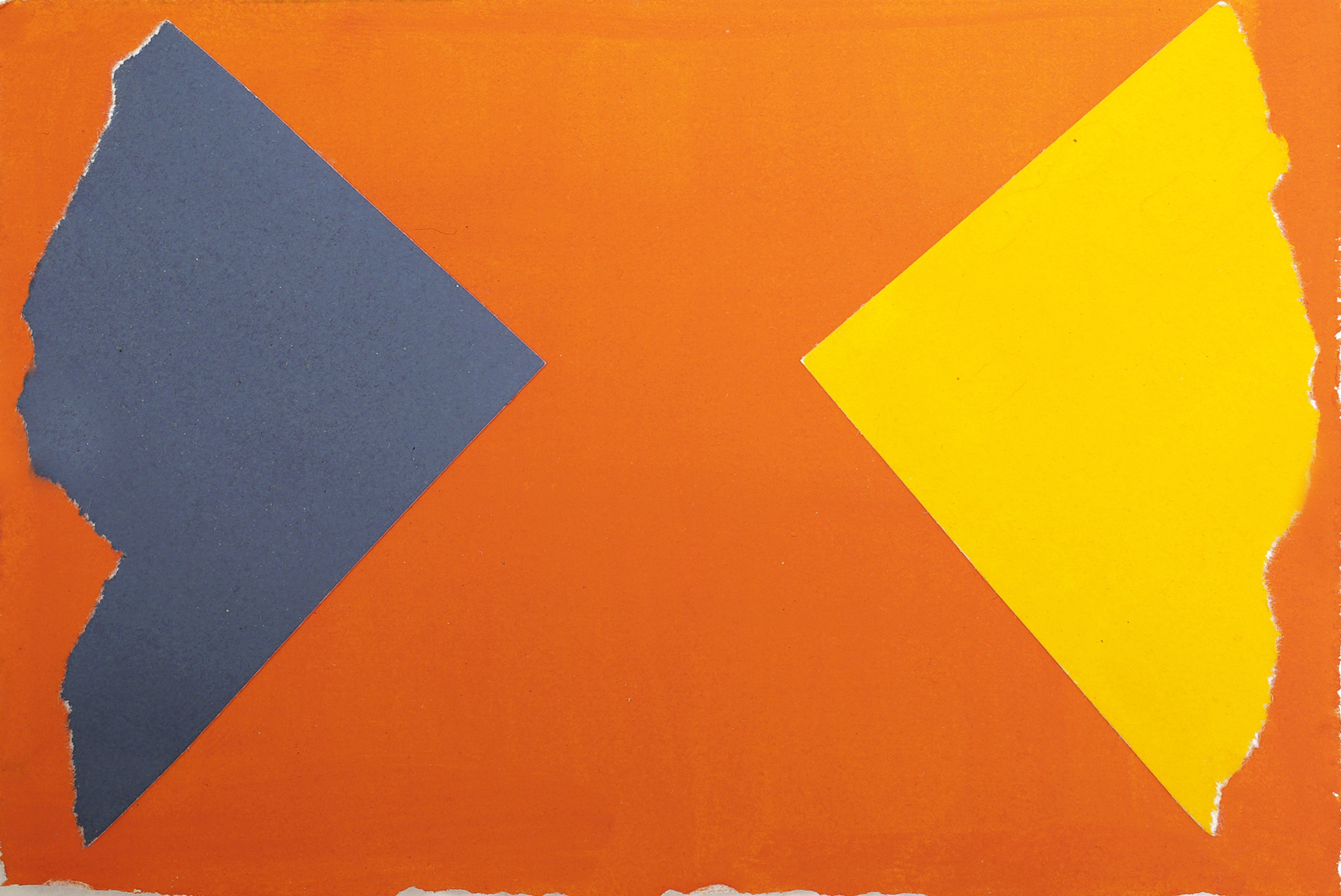 Two then Three, gouache and collage on paper, 4"x6"