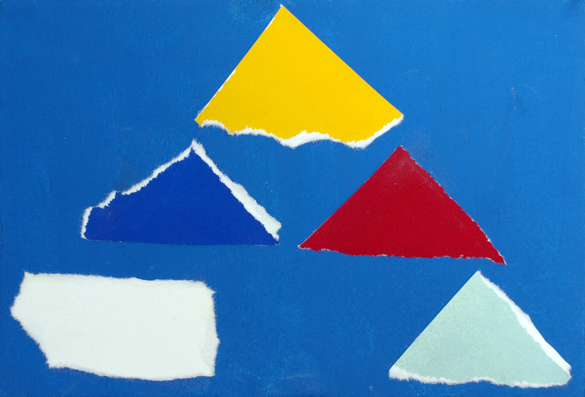 Two then Three, gouache and collage on paper, 4"x6"