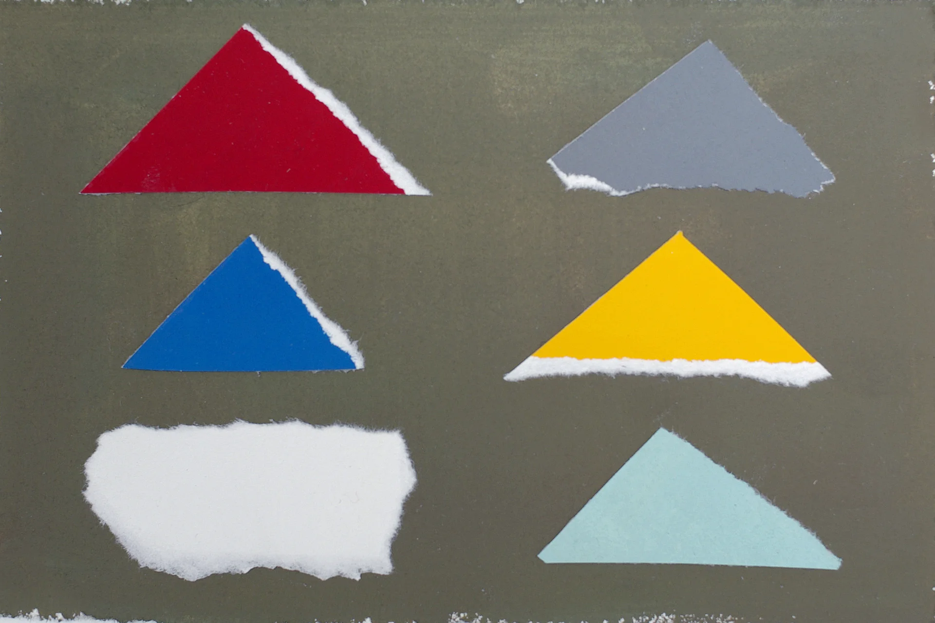 Two then Three, gouache and collage on paper, 4"x6"