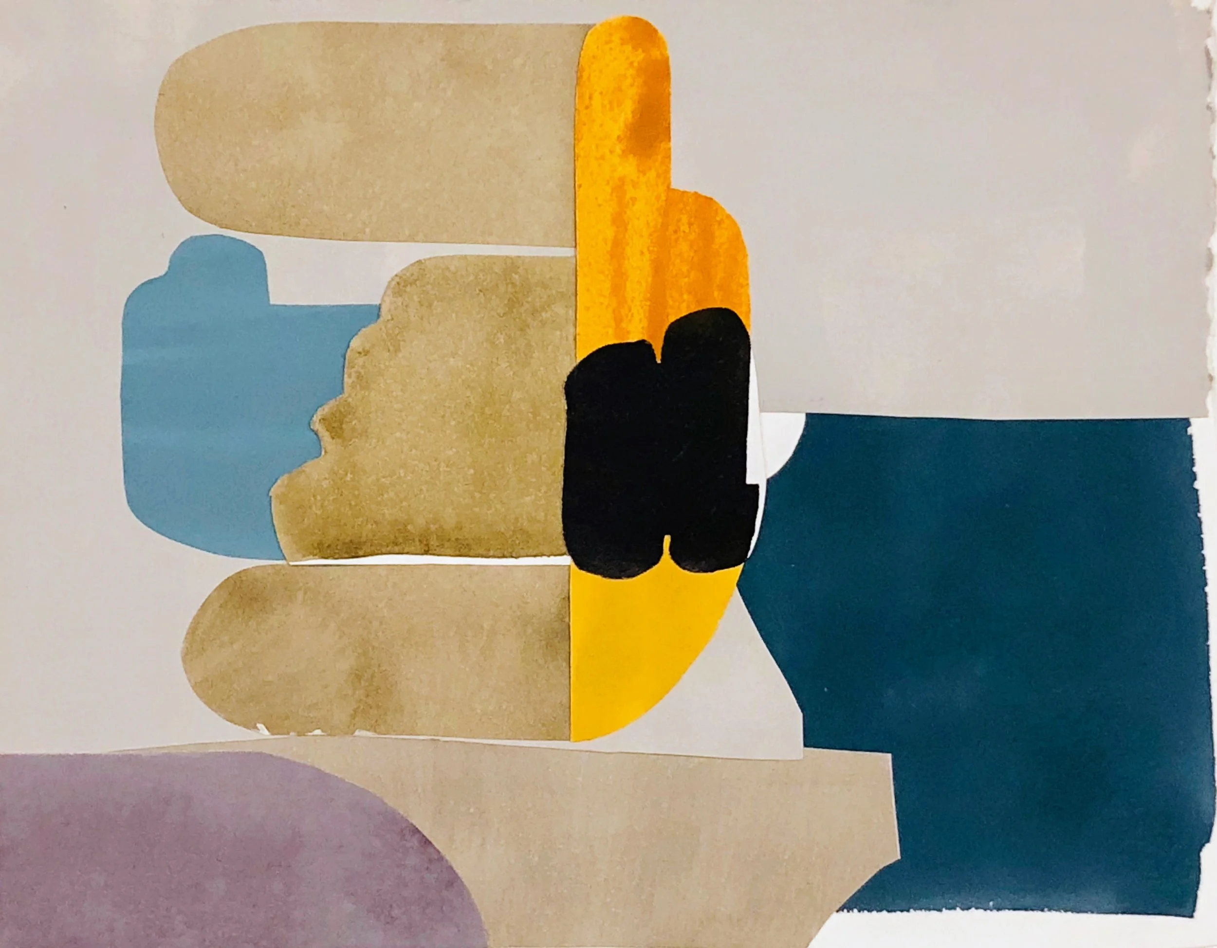 500-14, 2019 gouache and collage on paper 13”x10”