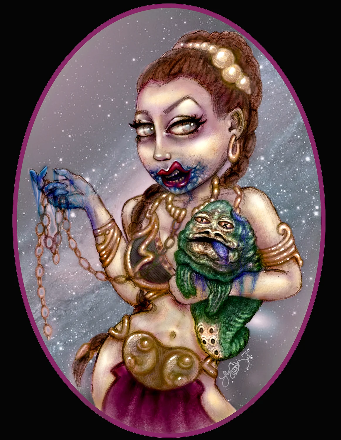 "Zombie Princess Leia" Pencil, Digital 2015 