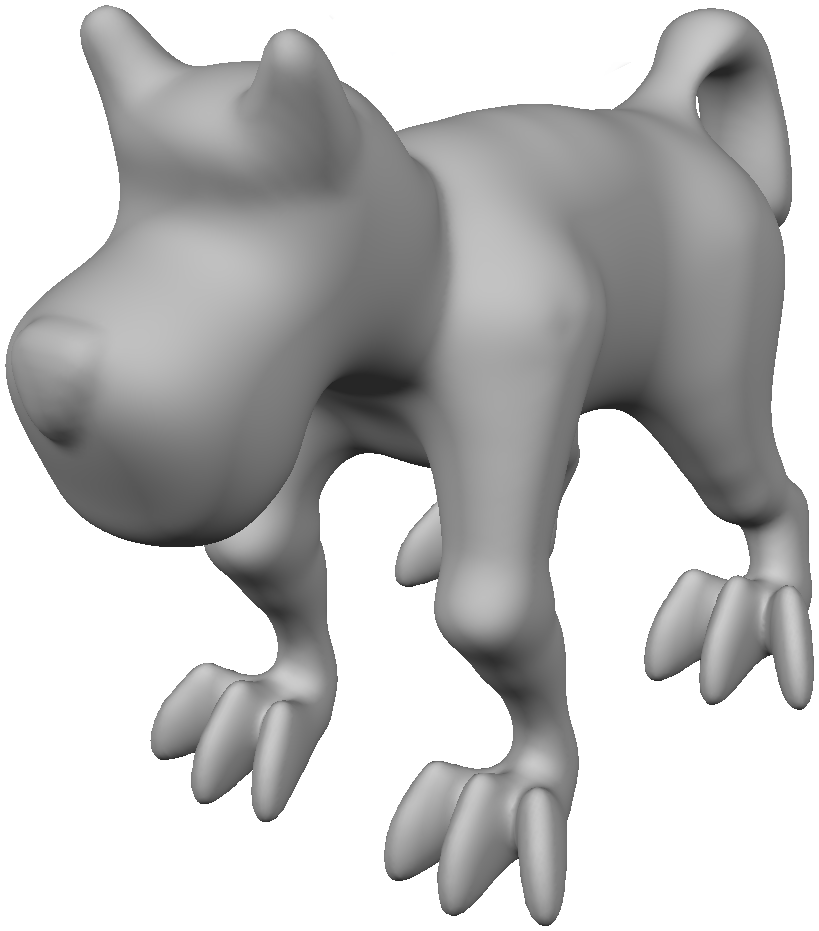  The meshed version of this dog model has shown up in quite a few papers, and we included it in Meshmixer 