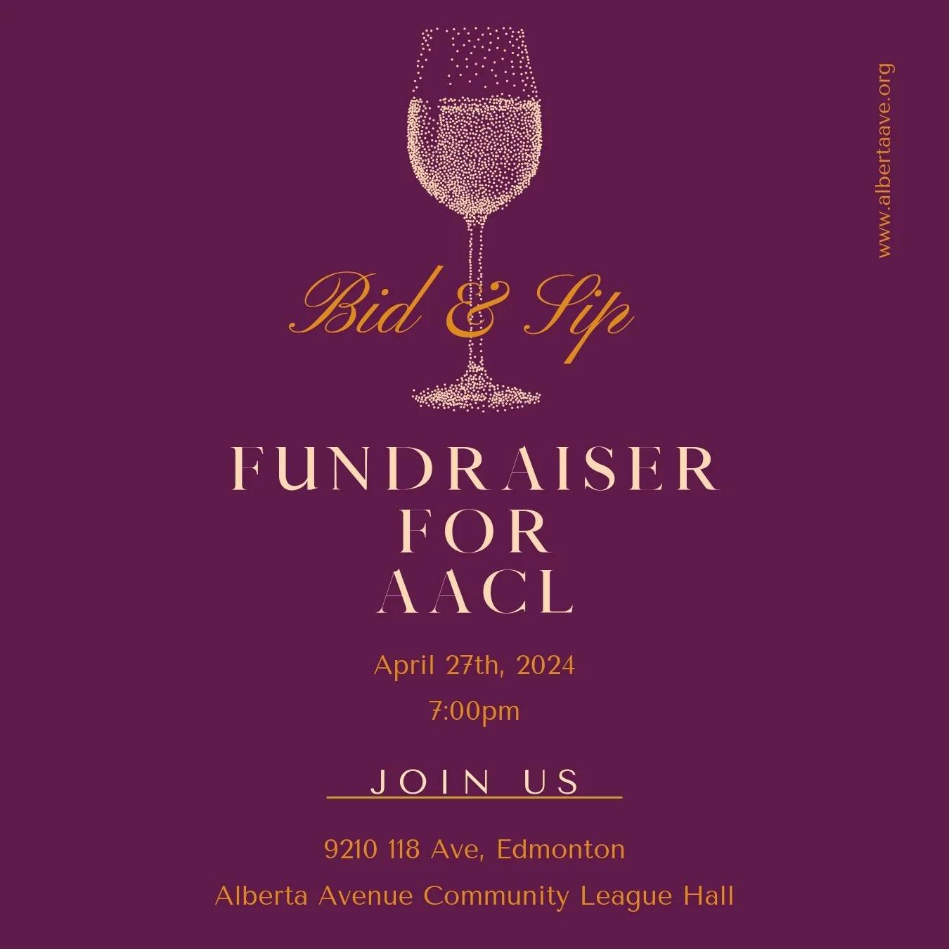 Join Alberta Avenue Community League for an evening of wine, appetizers and good company, April 27. Plus, bid on fabulous silent auction prizes. 

Proceeds support the Community Leagues programming and initiatives. 

Tickets are $40.
Get yours now: h