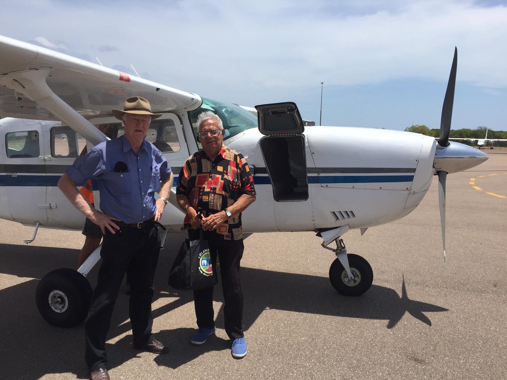 Lindsay McDowell & Rodney Rivers (Kimberley Elder). 19 years of travelling to all Aboriginal & Torres Strait Islander communities. 