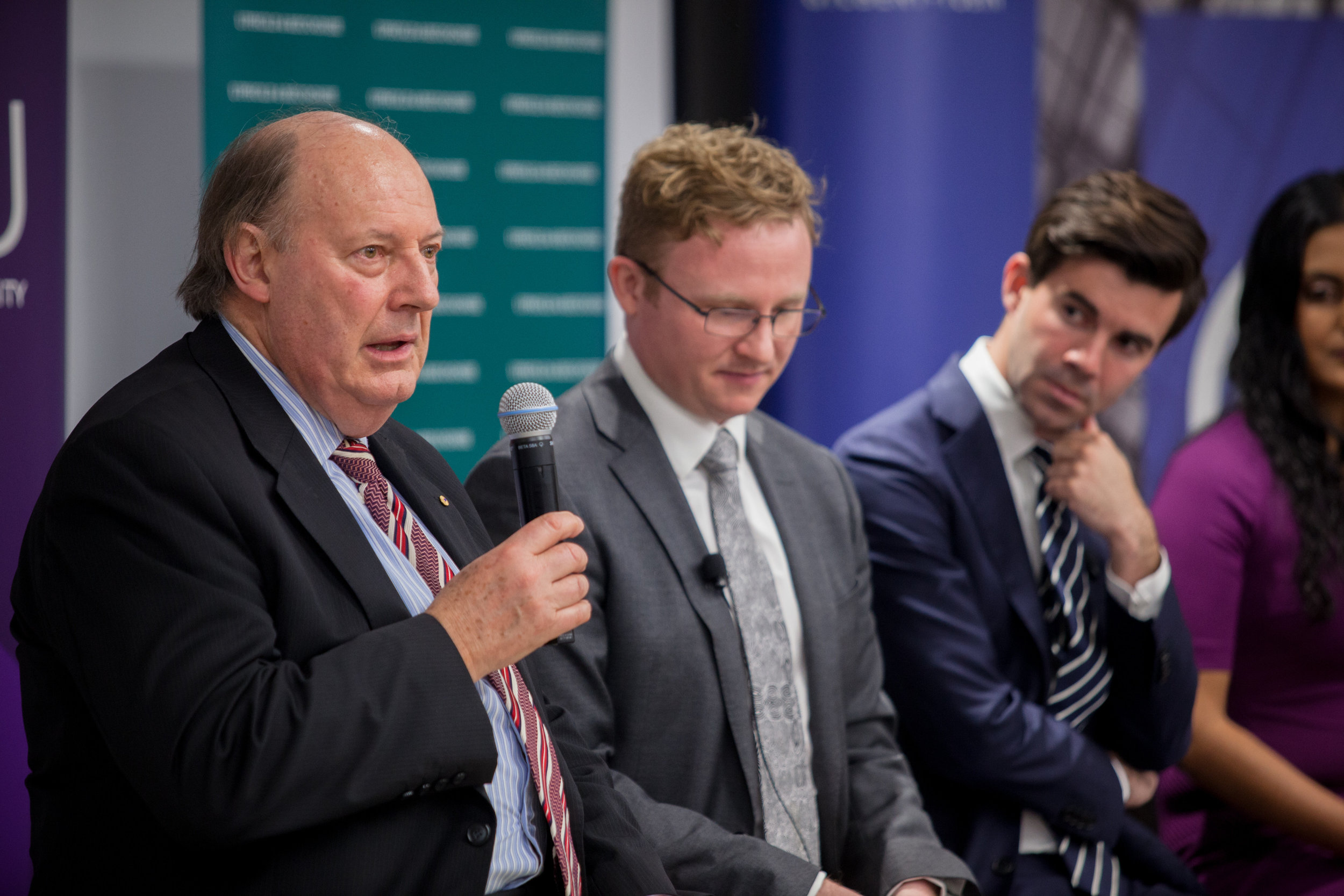 Arthur Emmett responds to questions from the audience