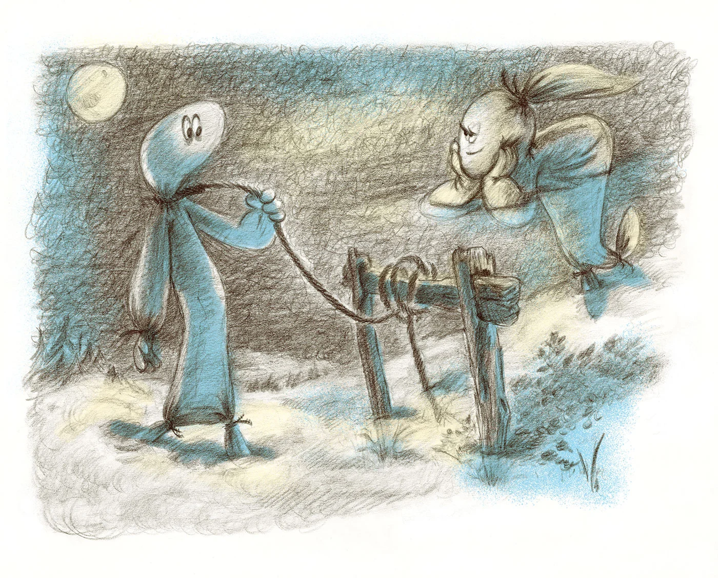 Spooky Ghosts - Book Illustration - At Full Moon