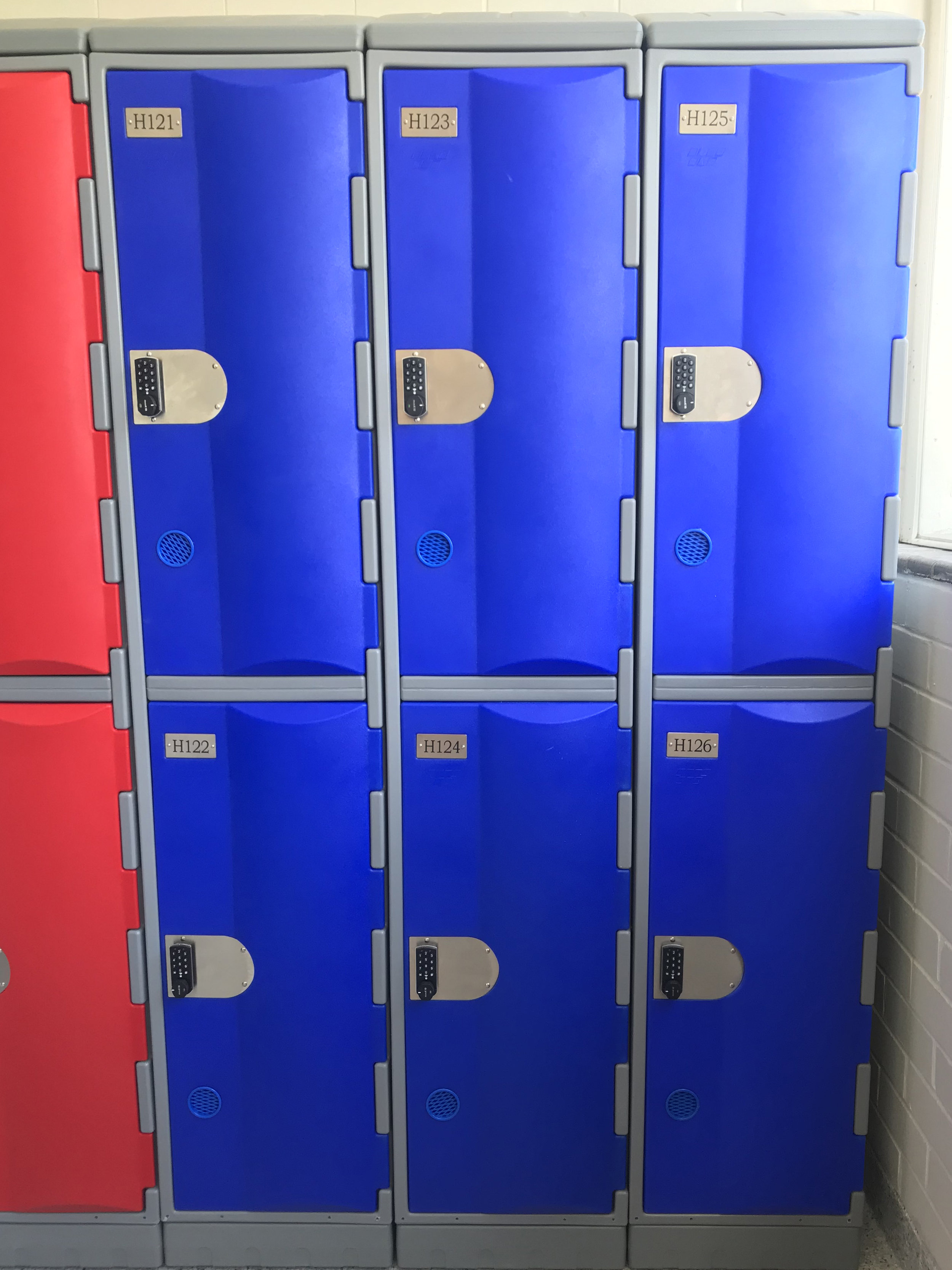 Two - door blue heavy duty plastic lockers