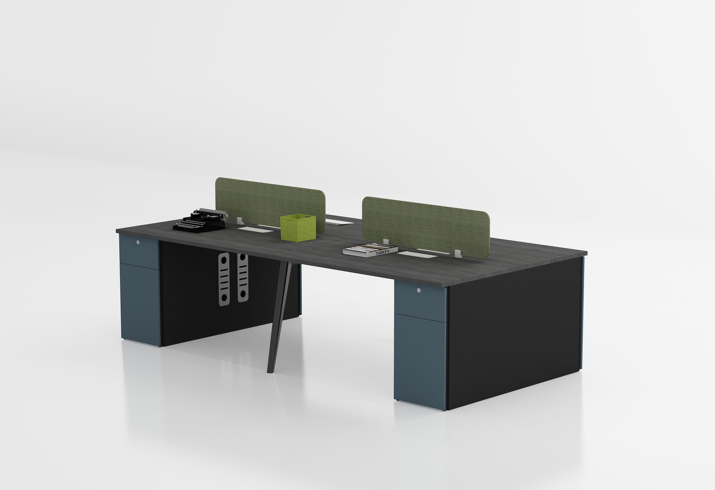 Norba Workstation with screen dividers. 