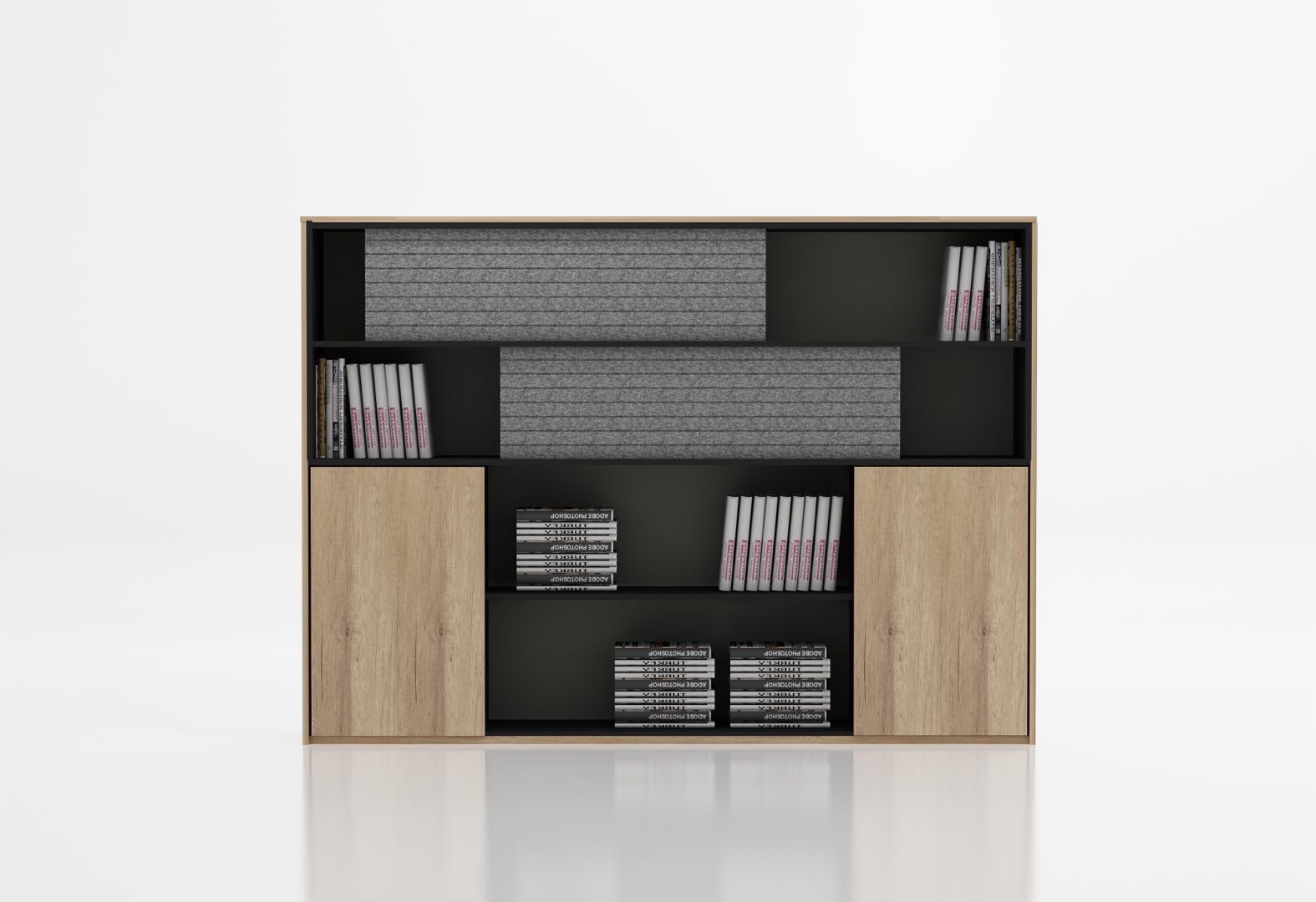 Bookcase with Eco Panel sliding doors 