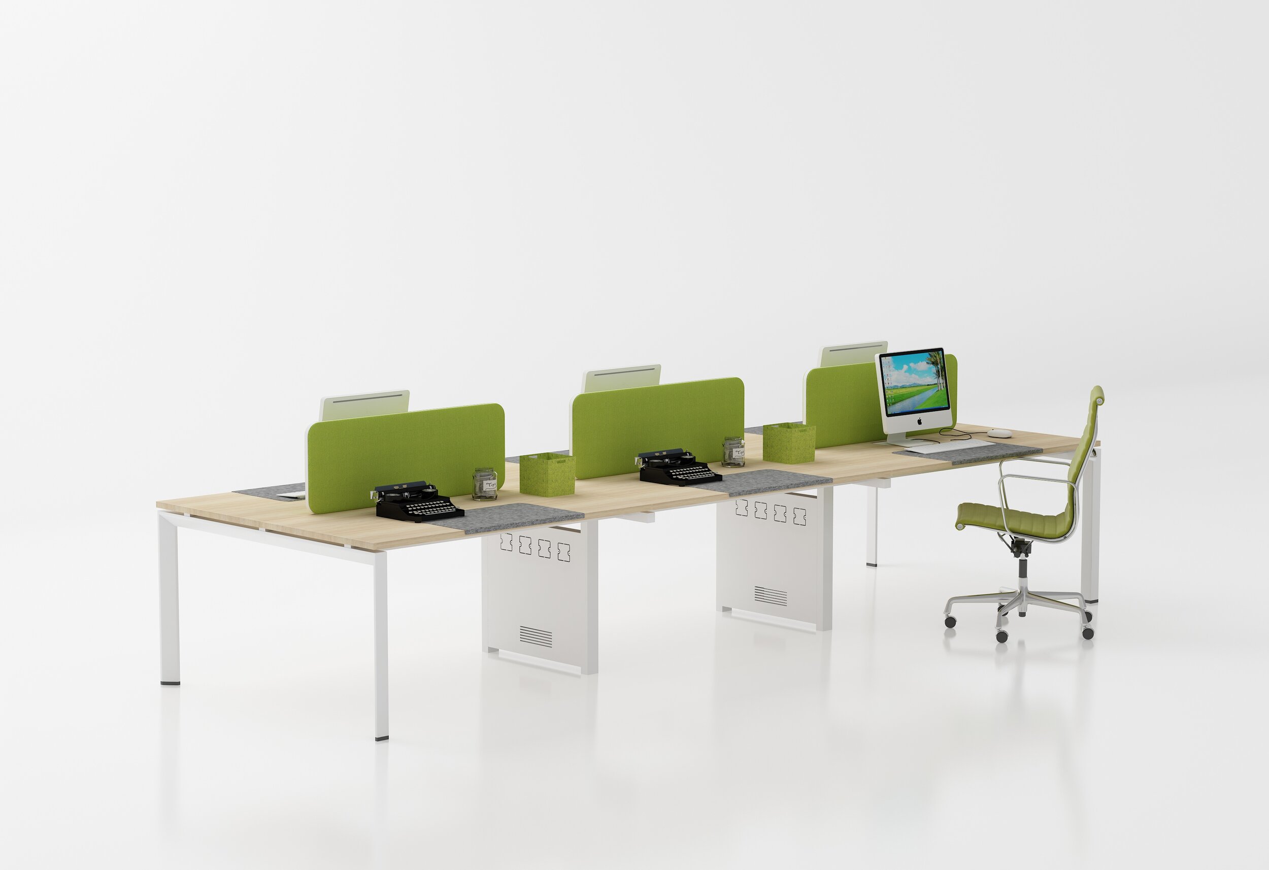 6-person workstation with screen dividers