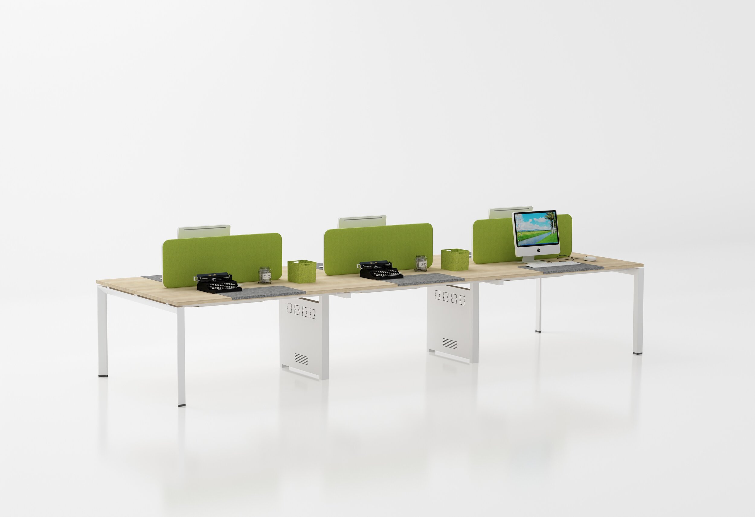 6-seater workstation with steel frame