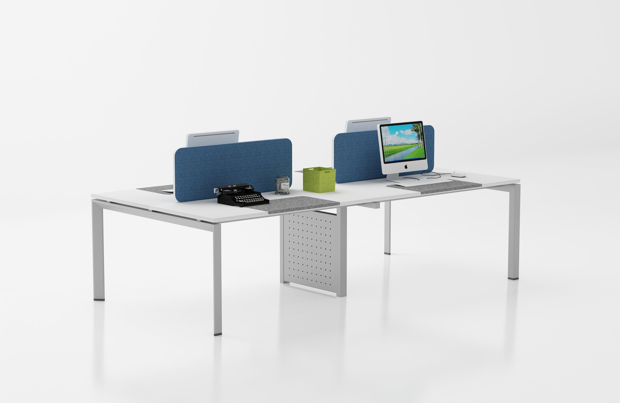 4- person workstation with cable management trays