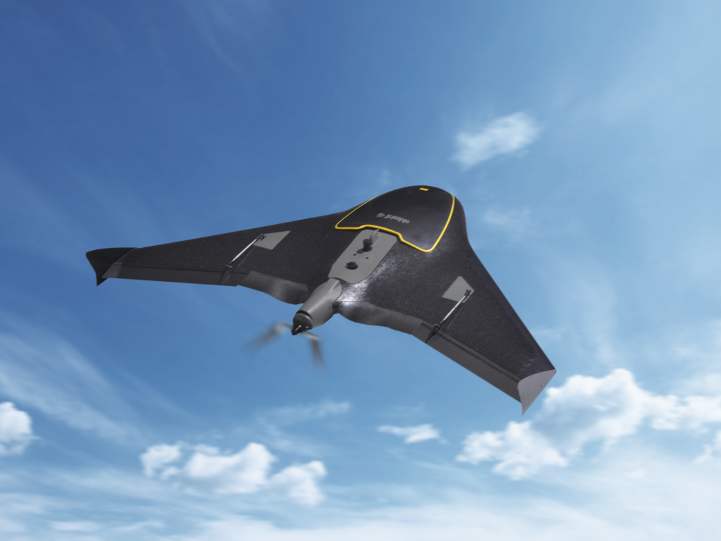 the Trimble ux5, a fixed wing drone