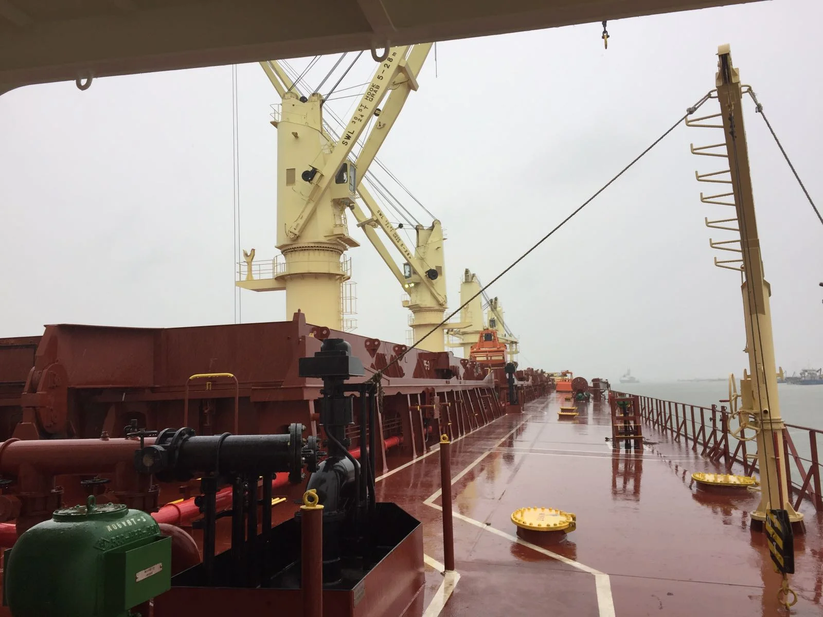 A typical view from the deck of a Bulk Carrier