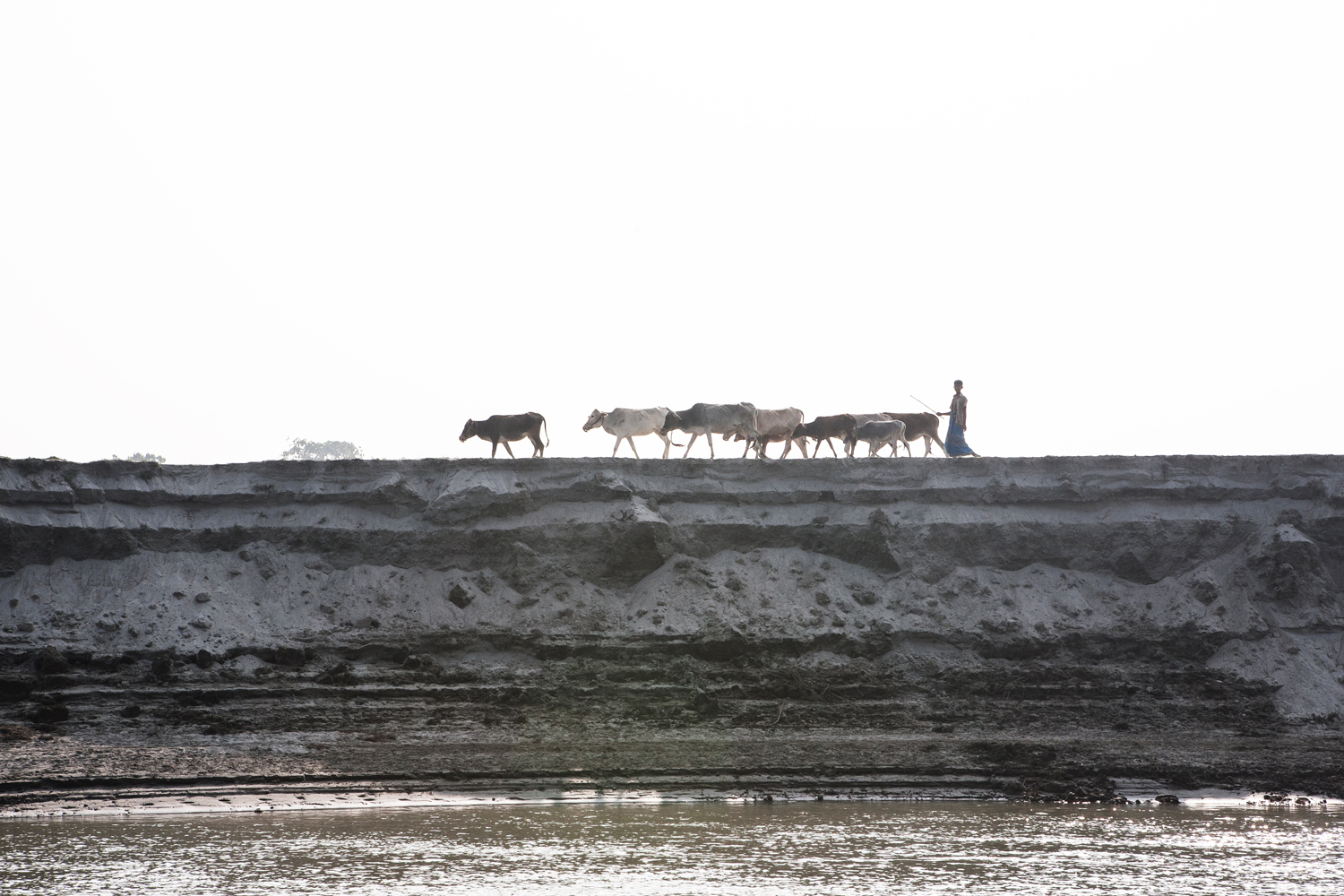 A char in Bangladesh. During rainy season the water rises above the char