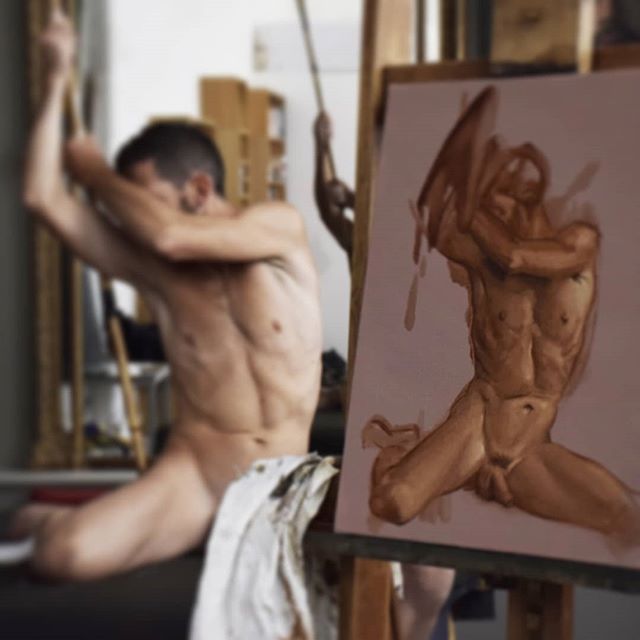 Live model #livemodeldrawing #livemodelpainting #portraitpainting #malenude #malenudepainting #malenudeart #gayart #figurativeart #oilpainting #nudepainting #nudeart #painting #classicalart