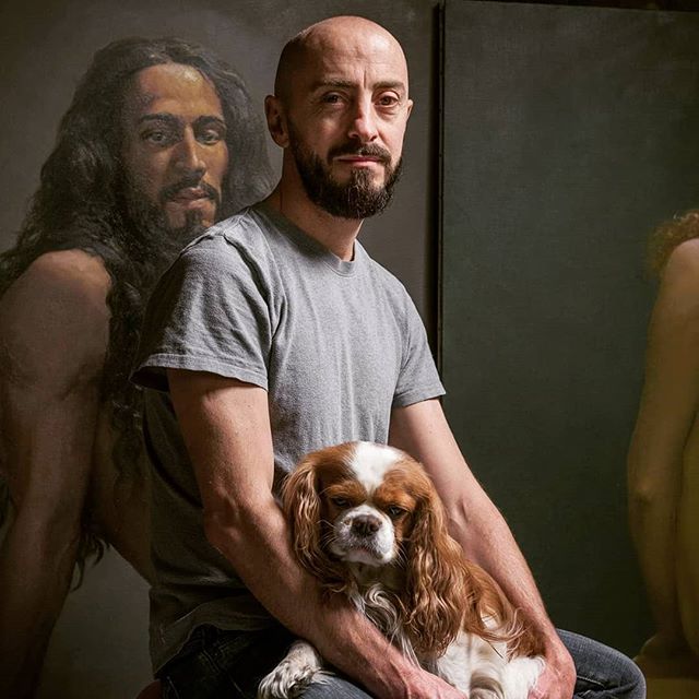 Me &amp; my baby photo by @yanncainjo #classicalportrait #chiaroscuro #frenchartist #cavalierkingcharles