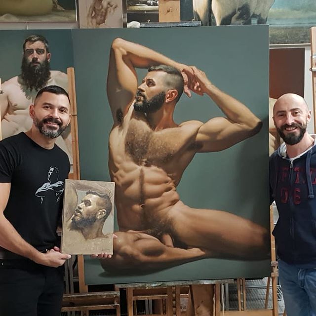 Portrait of shining @thiagodj1 #oilpainting #lifemodel #figurativeart #malenude #portraitbycommission #gayart #malenudepainting #malenudearts