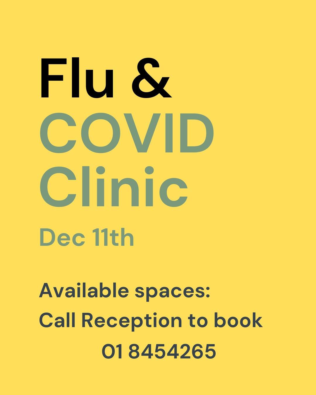 Our next Covid &amp; Flu clinic is Thursday Dec 11th. Click https://calendly.com/malahide-family-practice/winter-2025-flu-and-covid-booster-60plus to book if you are eligible or contact Reception 01 8454265