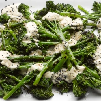 Thrive nutrition practice: broccoli with tahini dressing