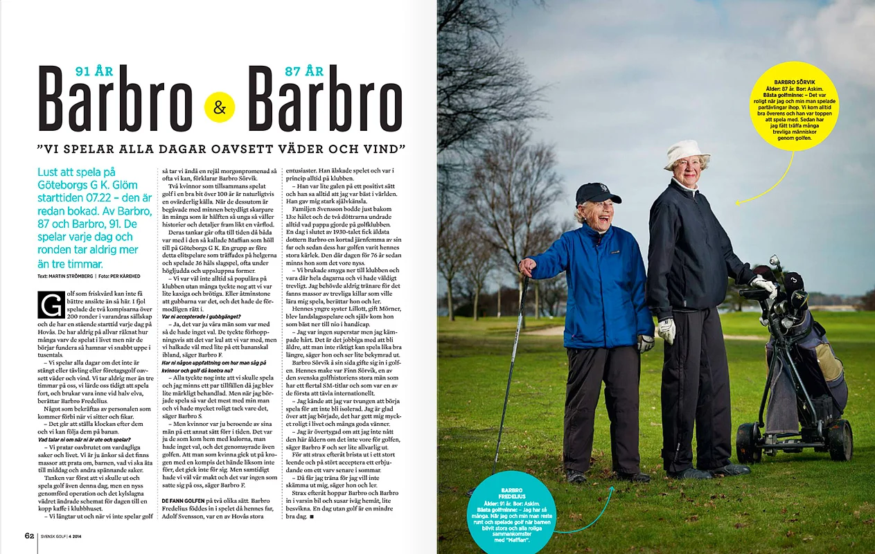 Utdrag från Svensk Golf porträtt av Barbro och Barbro.jpg