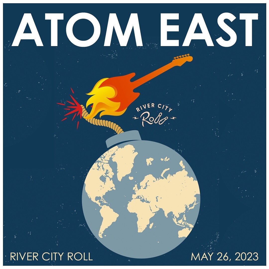 @atomeast at @rivercityroll next Friday, May 26th.  FREE SHOW. 21+ from 9pm-Midnight.  Come out and see us!  More info and tunes at www.atomeast.com #atomeast #atoming