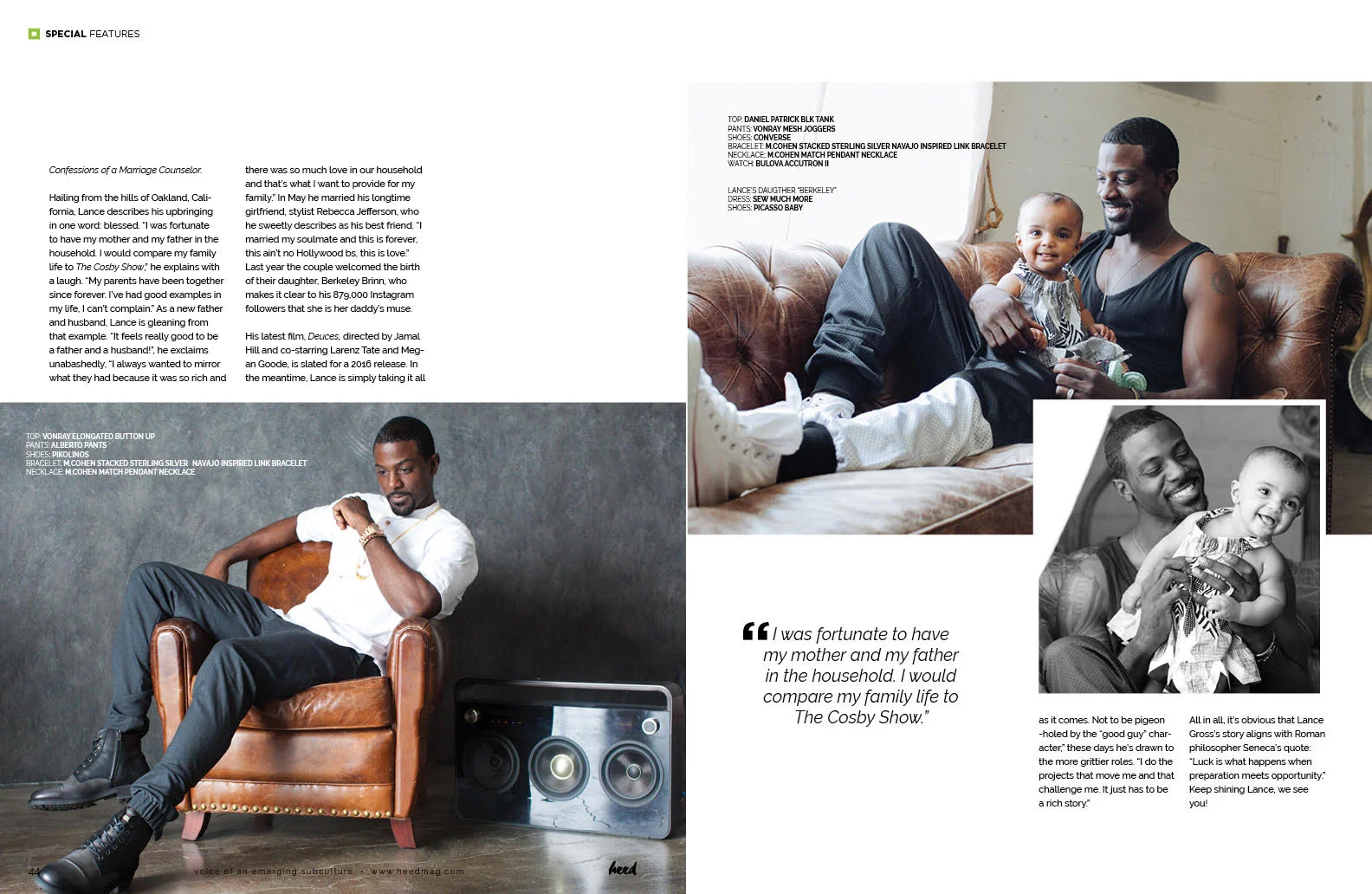 Lance Gross wearing VonRay Designs and Babygirl Wearing Sew Much More by Kathy Green