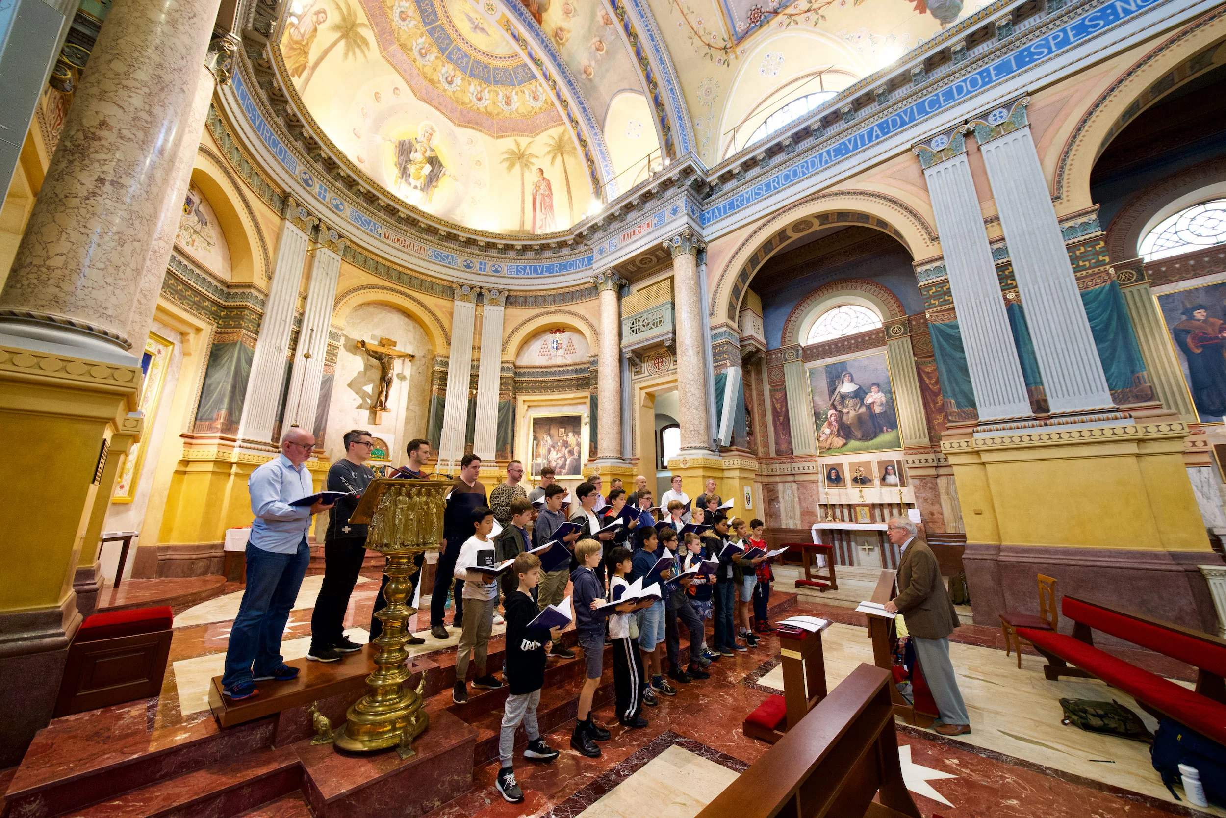 Saint Mary’s Cathedral Choir at a Masterclass with Stephen Cleobury, in the chapel of Domus Australia, Rome.