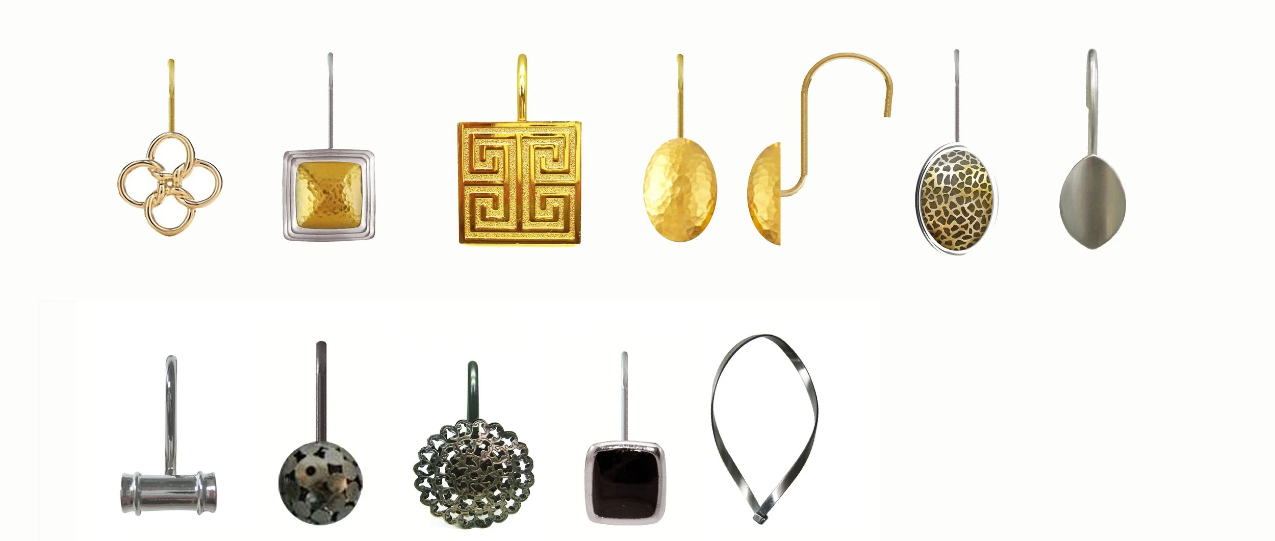 Metal shower curtain hooks