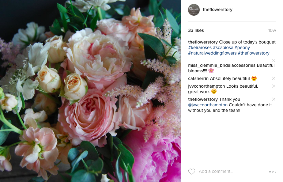 The flower story on Instagram