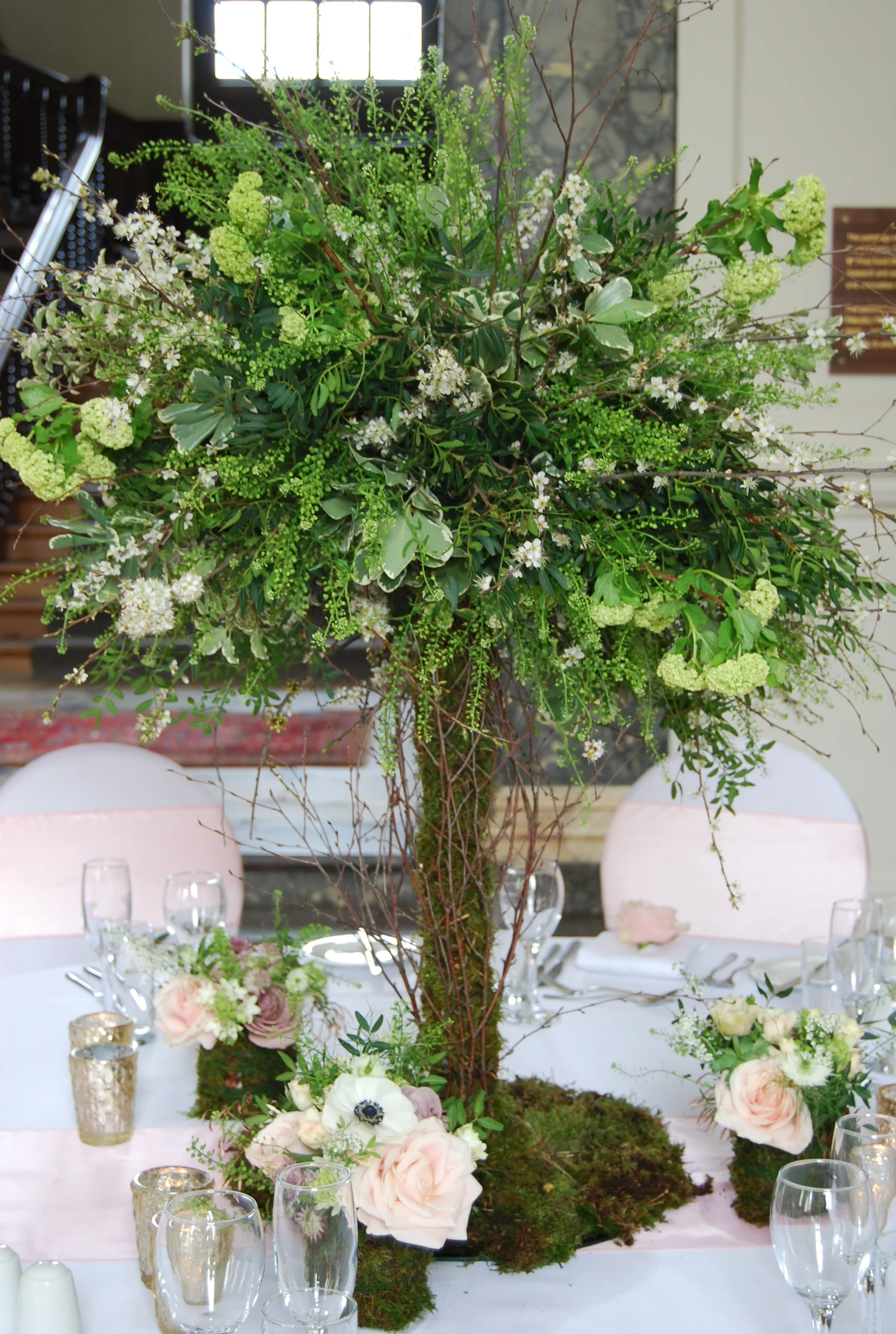 Textured mini trees for receptions tables