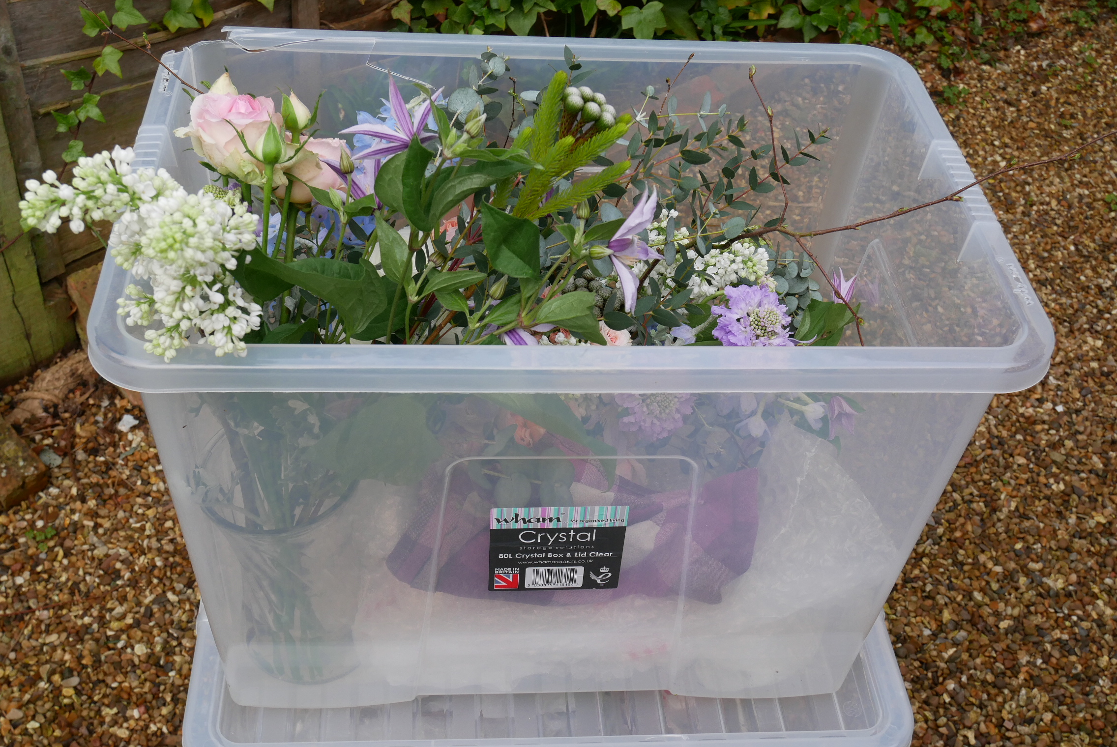 Flowers packed up nice and early and ready to go. With some spares. Wherever I go, I take spares. Spares are good.