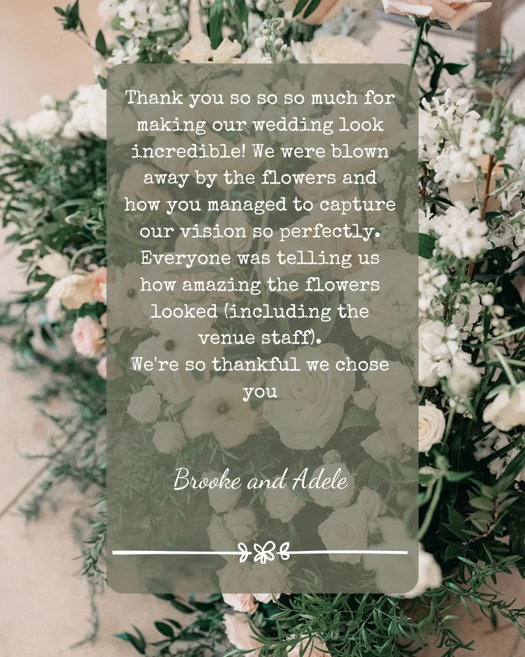 Super kind words from Brooke and Adele. 
x
Venue @CaswellHouse 
Images by @LauraVieceliPhotography