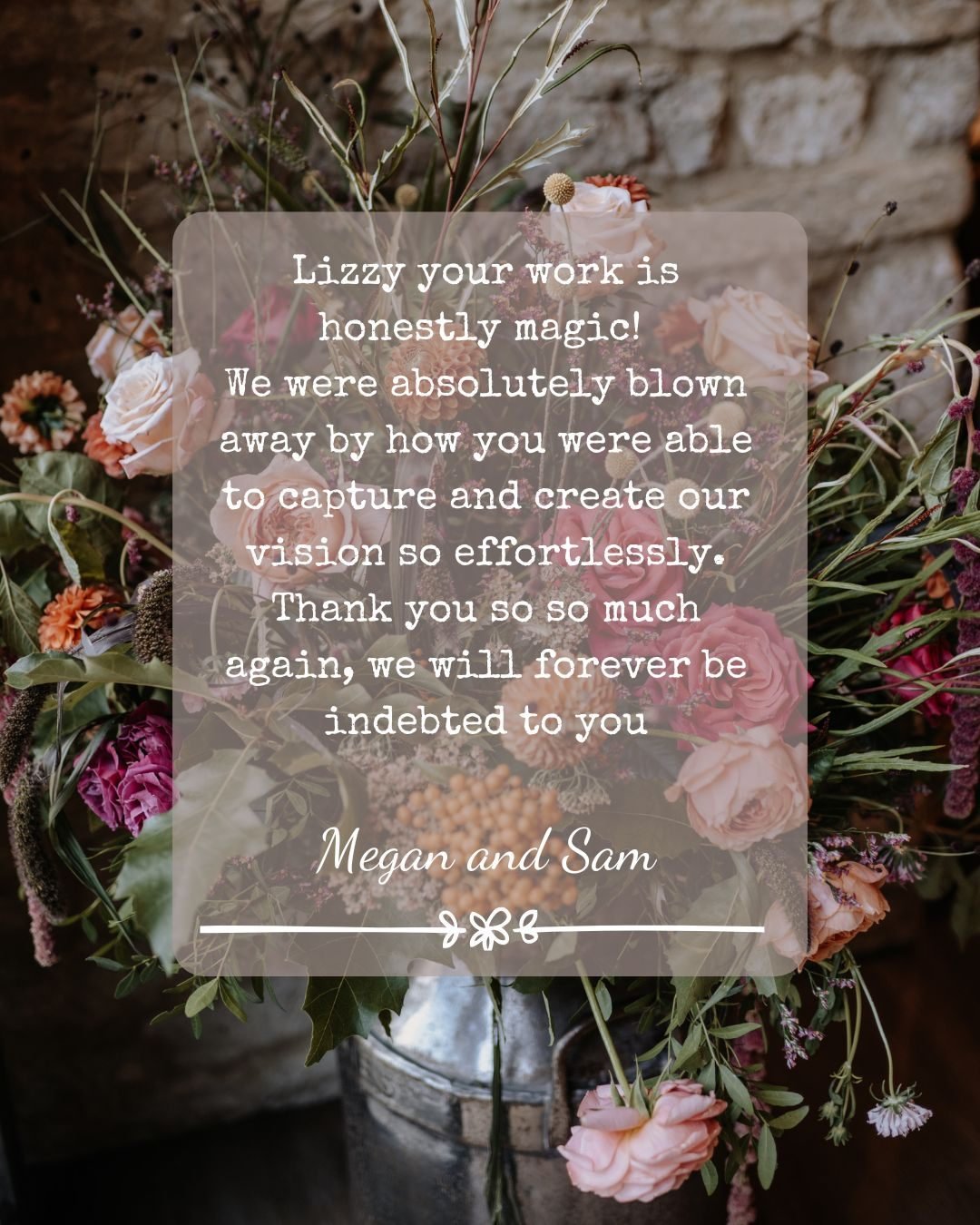 Kind words from our couple M&amp;S x

Tythe 

Char Cook Photography