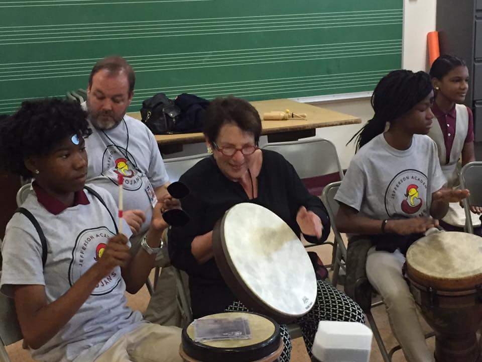 Drum circle at Jefferson Academy in SW as part of NAMM Fly-In Day of Service.