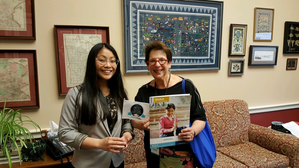 Myrna visited more than 80 congressmembers giving NAMM Foundation Best Communities for Music Education in the United States awards. D.C.'s own Roosevelt High School won one!