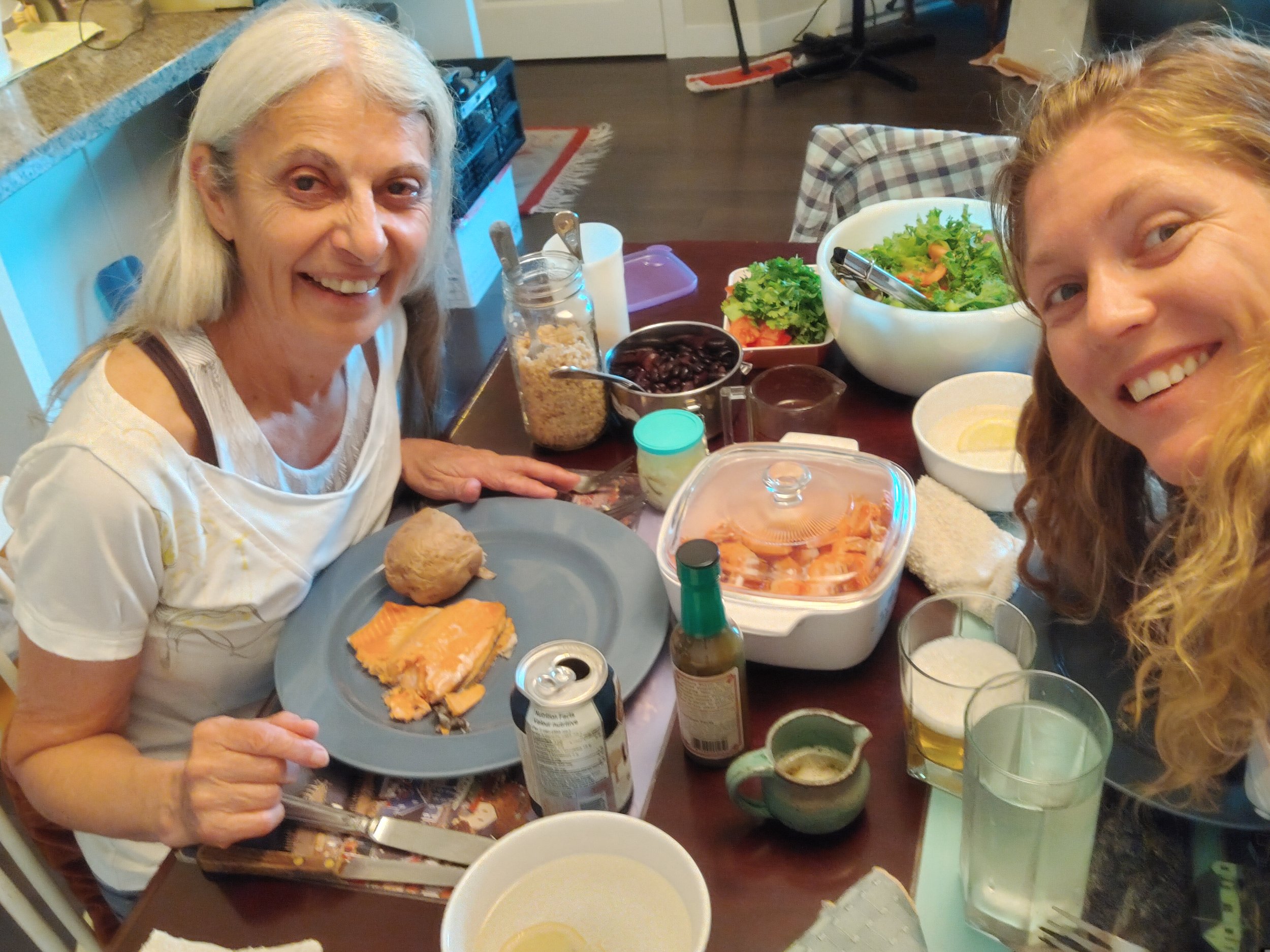  My Canadian Mom, Lynn! Look at this amazing spread!!! We had a blast.   We met at the beginning of my Journey North in Manning Provincial Park. It was one of my first stops in Canada!   Lynn is incredibly knowledgeable about a lot of things, includi