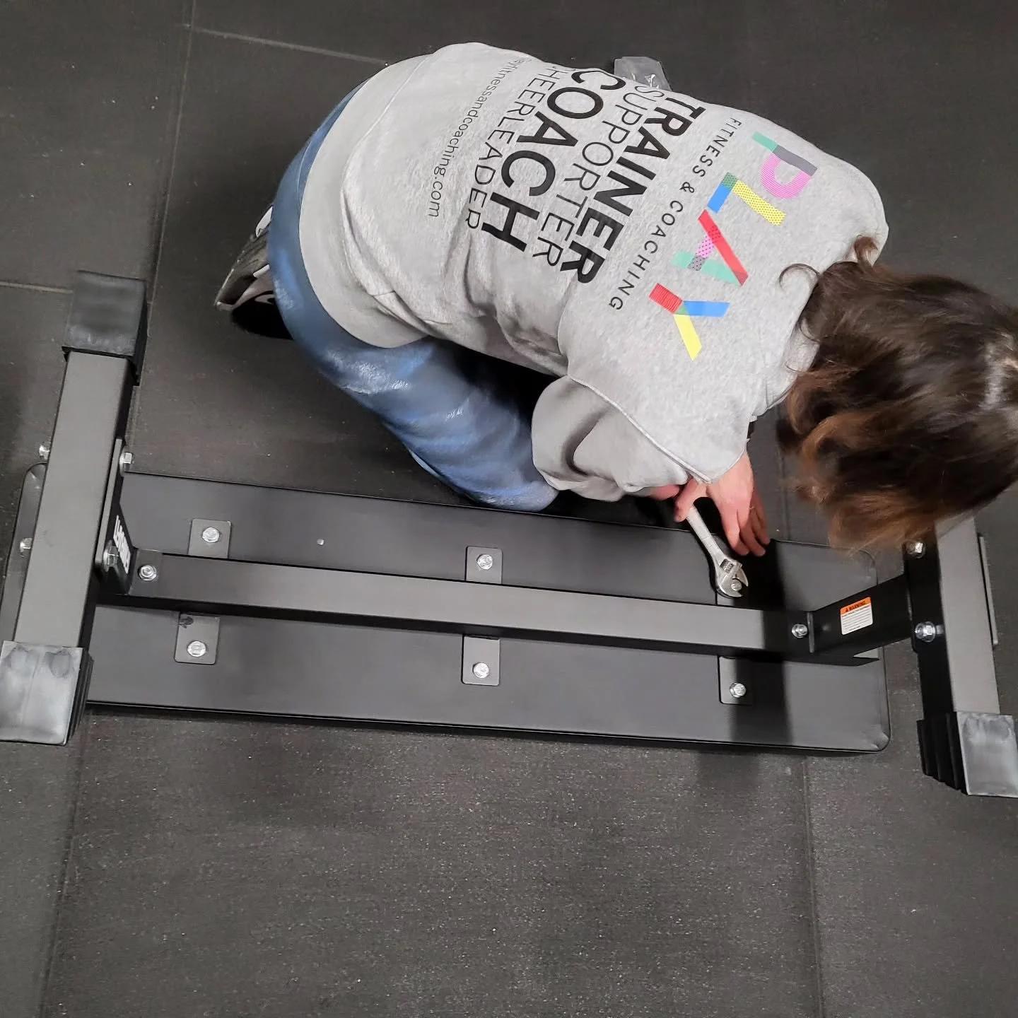 When two in a family are business owners, work days can be varied helping out each other! @katy_playfitnessandcoaching Trainer, Supporter, Coach, Cheerleader and Equipment Assembler!