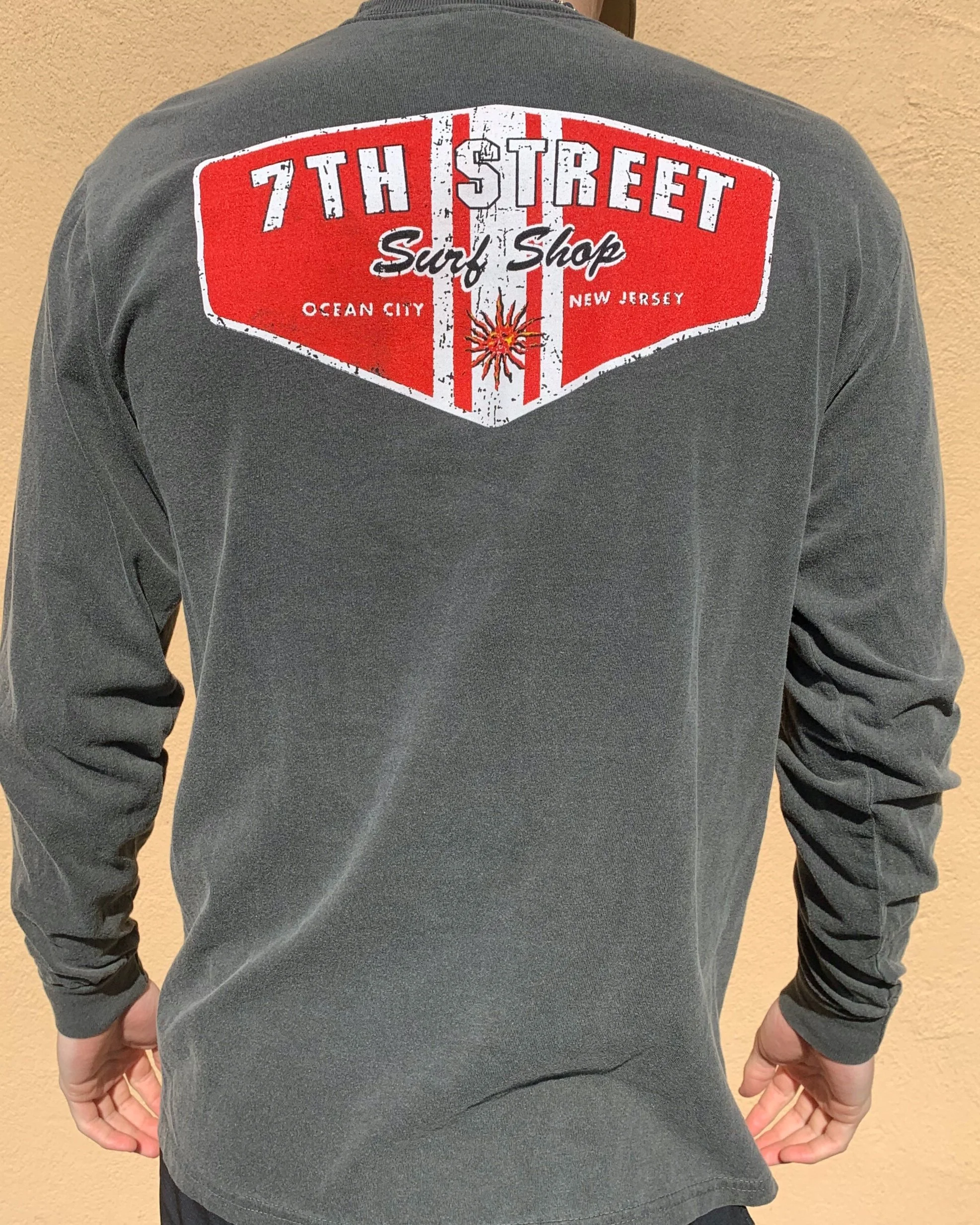Tシャツ・カットソー Luxury Street Wear Washed long sleeve side zip unisexual Mens Long Sleeve Tee Distressed Shield Washed Black — 7th