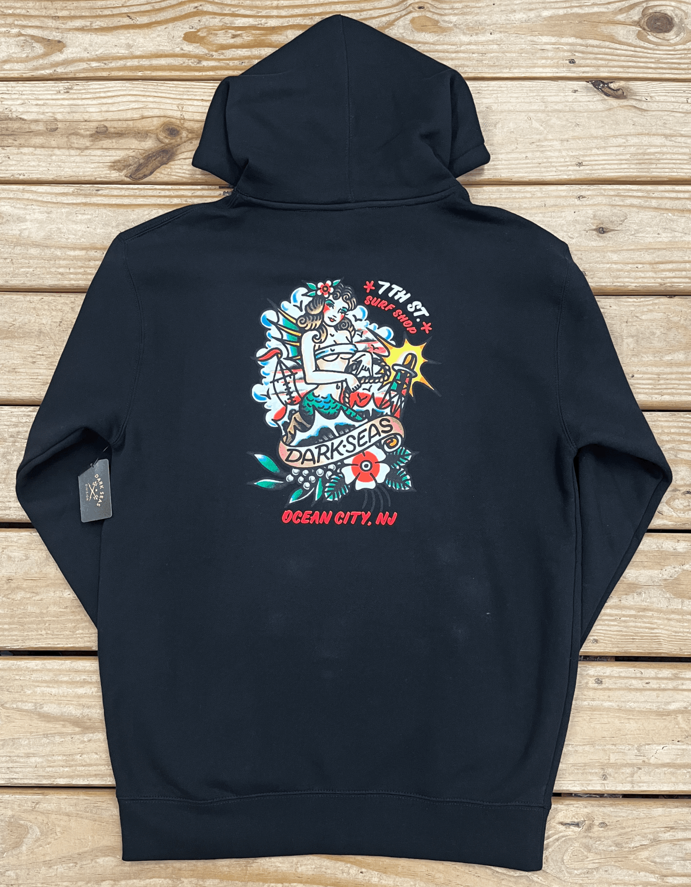 Mens Dark Seas X 7th Street Surf Shop Light My Way Hoodie - Black