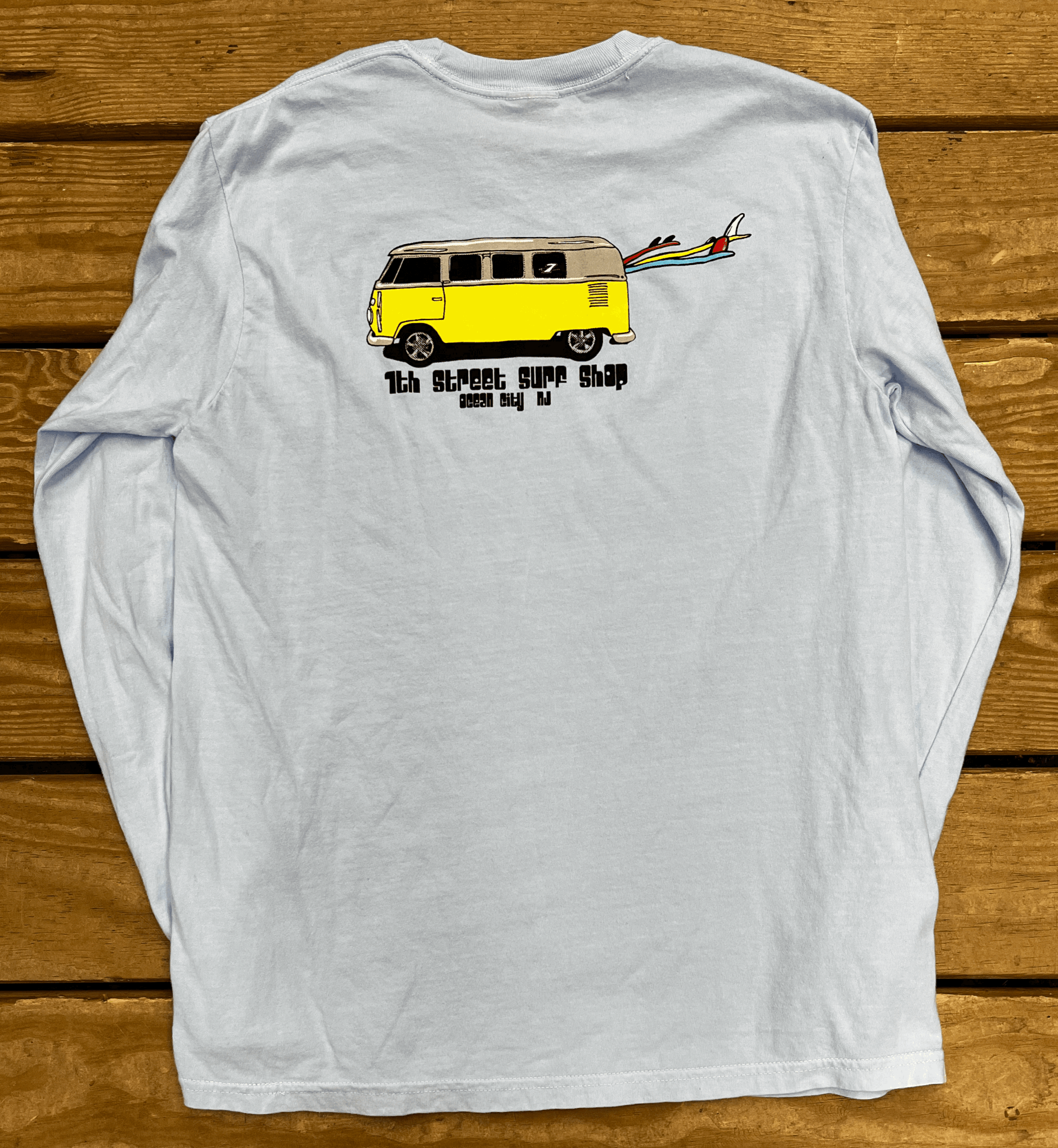 Mens Long Sleeve Tee Bus Light Blue