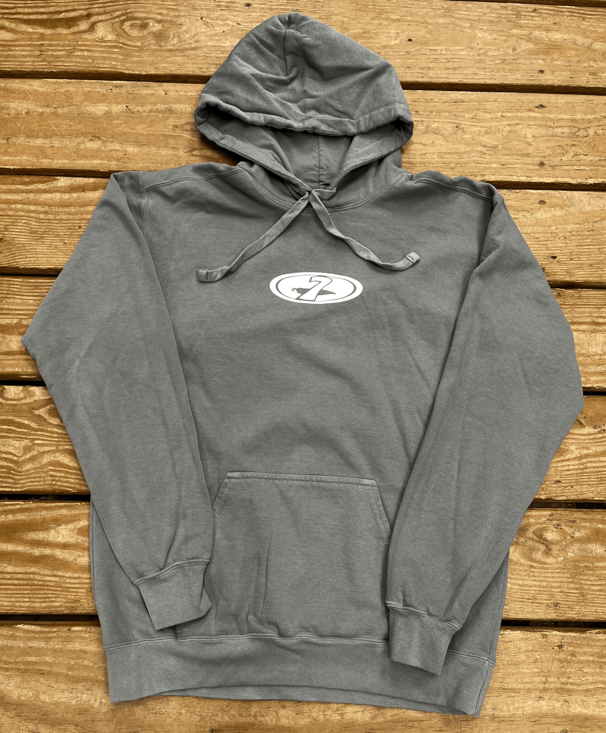 Mens Hoodie Old School 7 Washed Charcoal