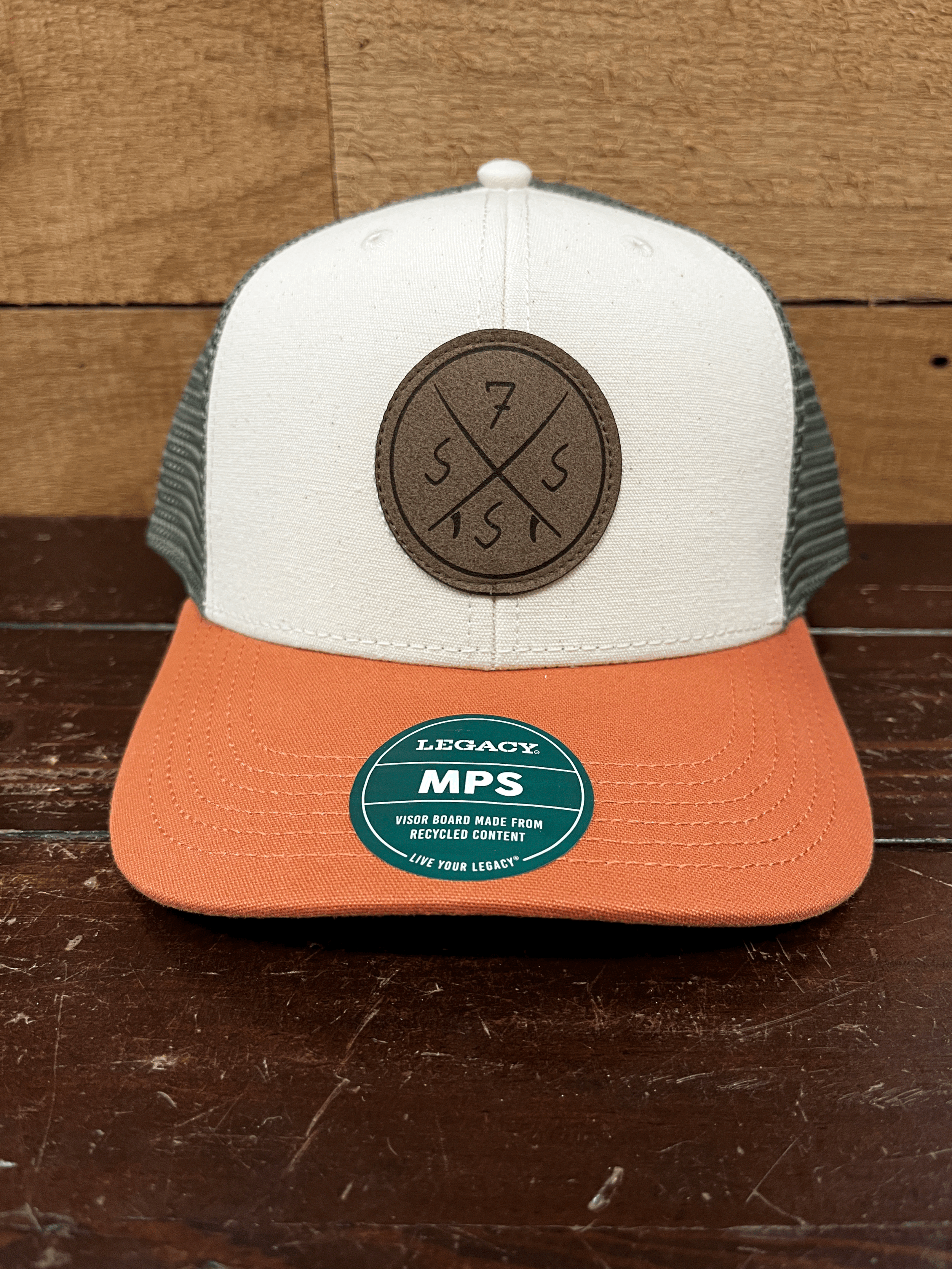 Hat Trucker 7SSS Leather Patch Cream / Salmon / Olive